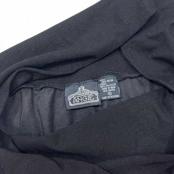 Vintage Y2K Angie Black Floral Mini Skirt Tiered Small Fairy Grunge Whimsygoth‎ - Picture 4 of 5